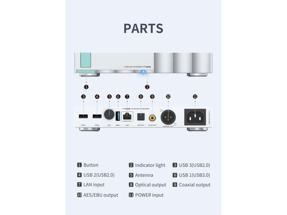 Аудиопроигрыватель SMSL N100 Silver
