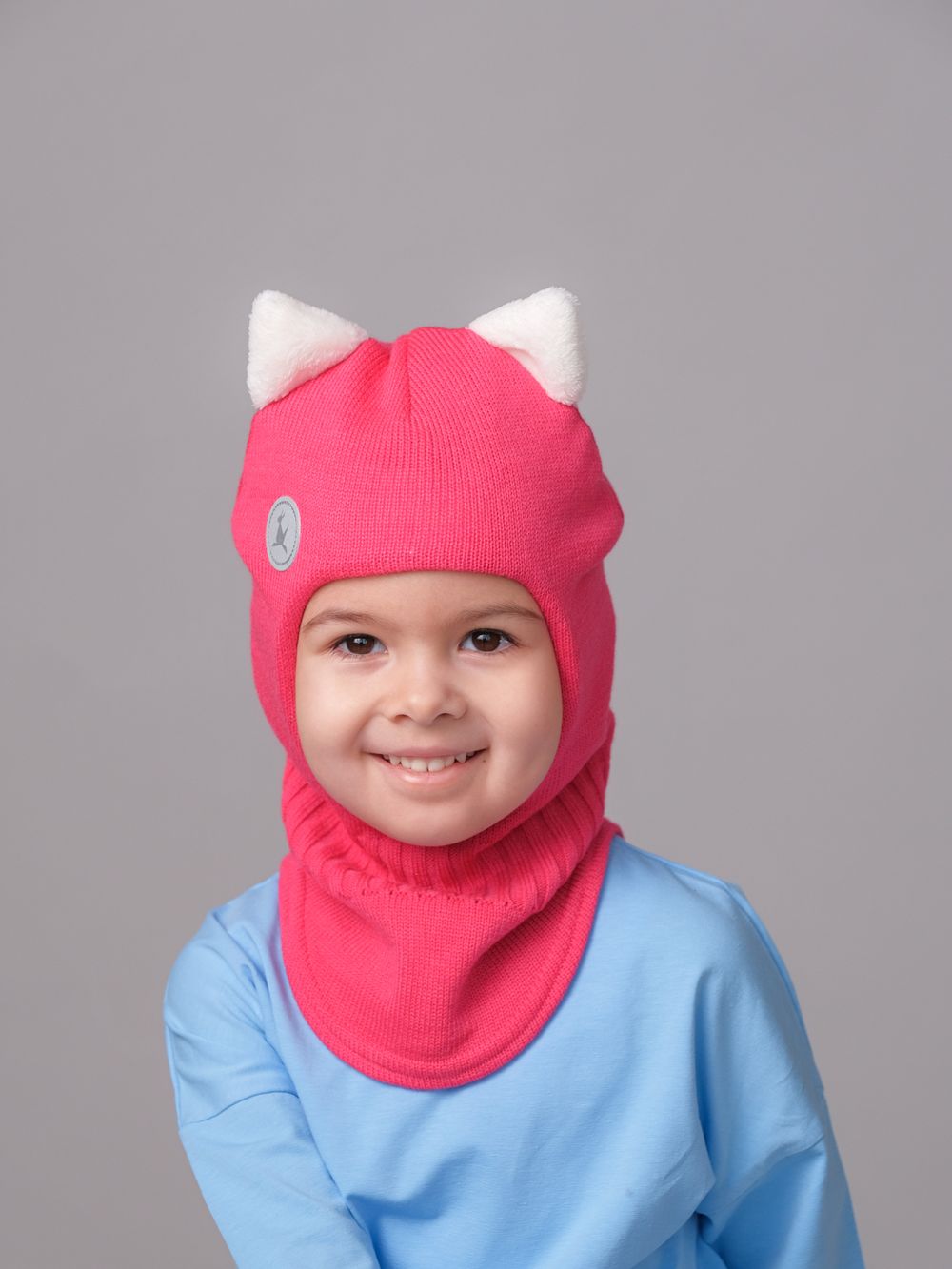 Шлем весенний/осенний вязаный (Фуксия) КИС