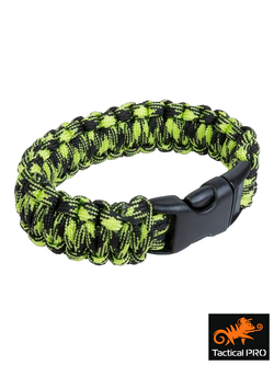 Браслет выживания из паракорда Tactical Pro. Black/Lime