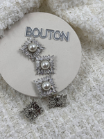 Пуговицы квадратные с горным хрусталем и жемчугом