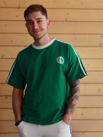 Футболка спортивная с лампасами Город Горький зеленая зеленый