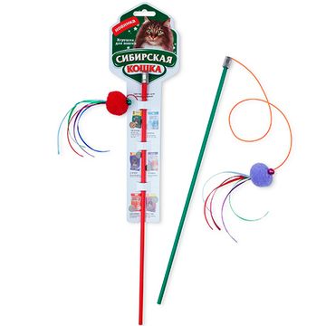 Дразнилка для кошек Сибирская кошка шарик с лентами и погремушкой