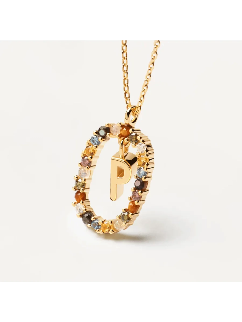 Колье Буква P серебро 925 пробы покрытое золотом