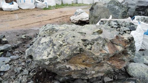 Этот валун сочетает в себе богатую окраску и текстуру — от светлого до тёмно-зеленого. Идеальный элемент для добавления природной глубины вашему саду