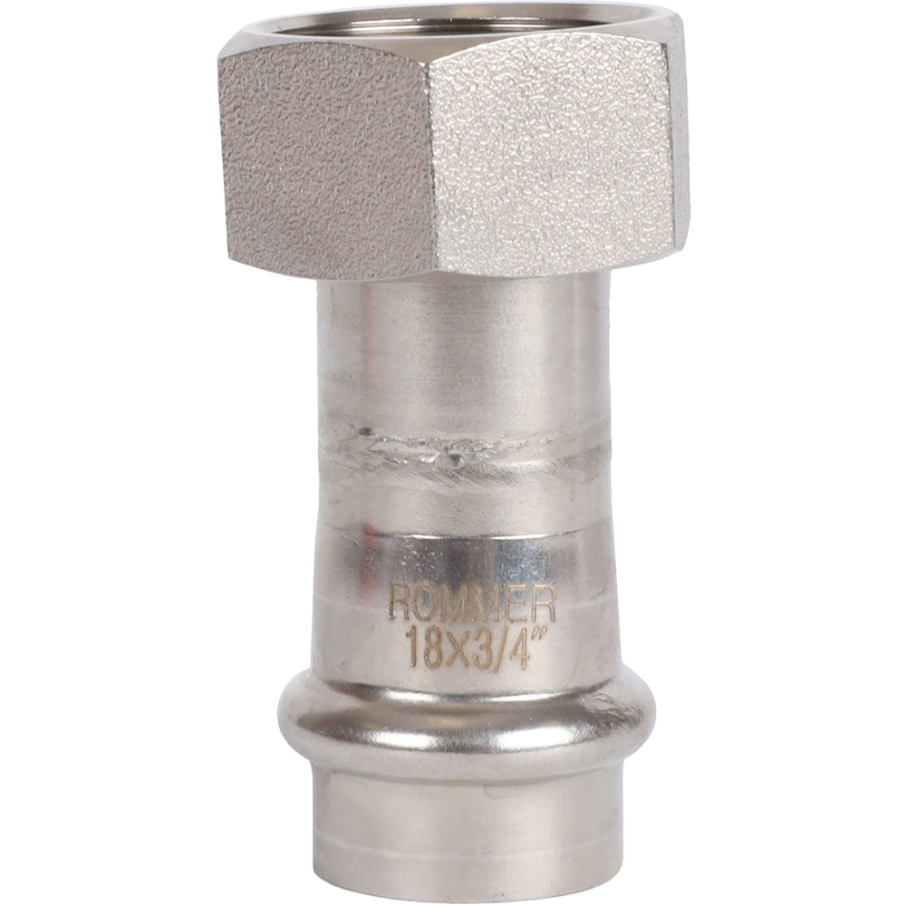 ROMMER Переходник с накидкой гайкой 18x3/4" из нержавеющей стали прессовой