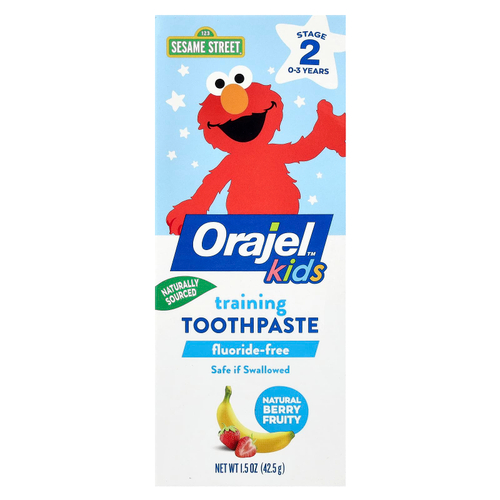 Orajel, Kids, Elmo Training, зубная паста, без фтора, для детей от 0 до 3 лет, с натуральными ягодами и фруктами, 42,5 г (1,5 унции)