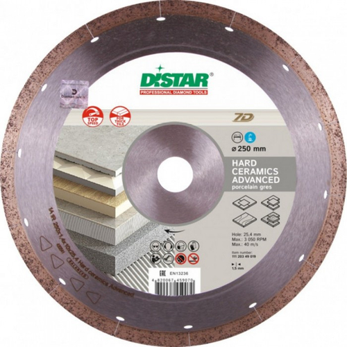 Диск алмазный Distar 250 Hard Ceramics Advansed 250х1.3х10х25.4 7D 11120349019