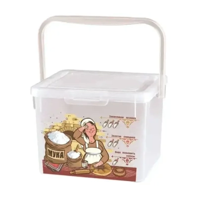 Контейнер для муки с декором, 5,3 л, Бесцветный