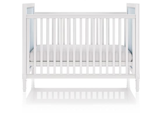 Кроватка Elit (белый, голубая ткань)