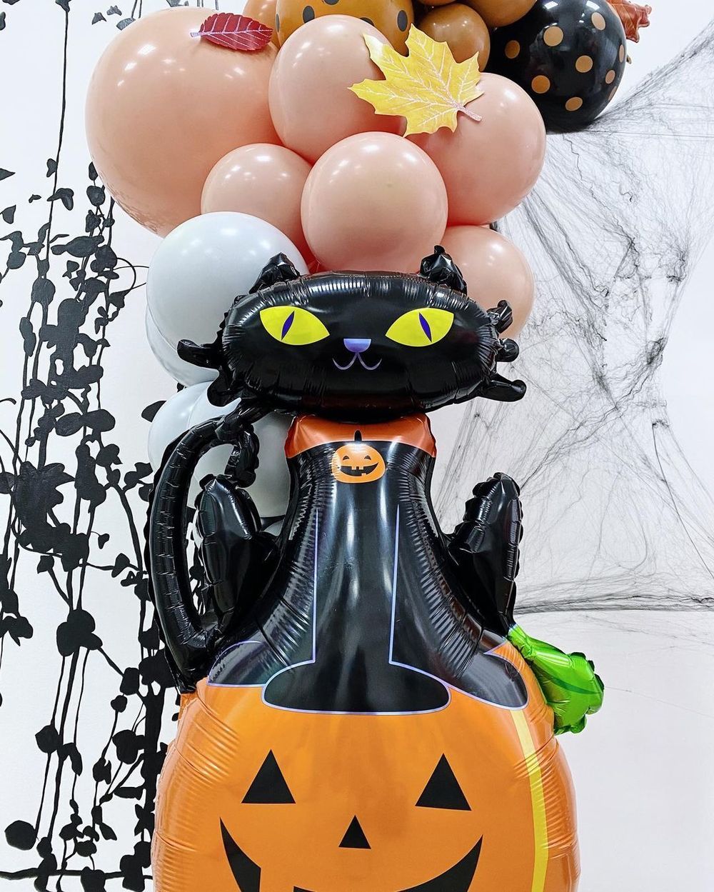 КОТ Шар-фигура, фольга, "Хэллоуин. Кошка на тыкве" (Falali), 38"/97 см (БГ-35)  Изображение6