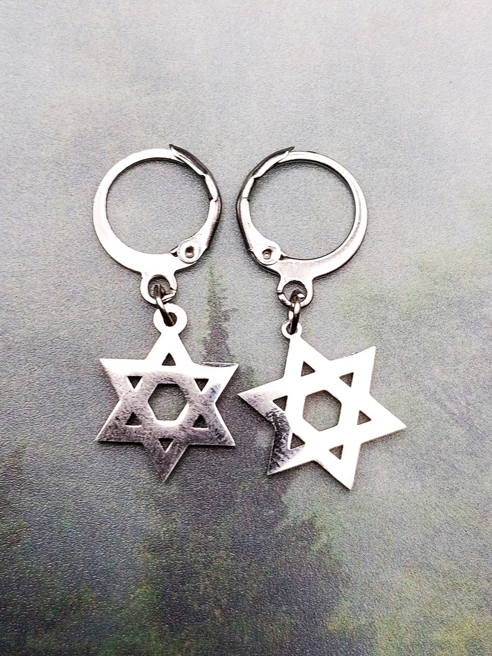 Серьги кольца Звезда Давида