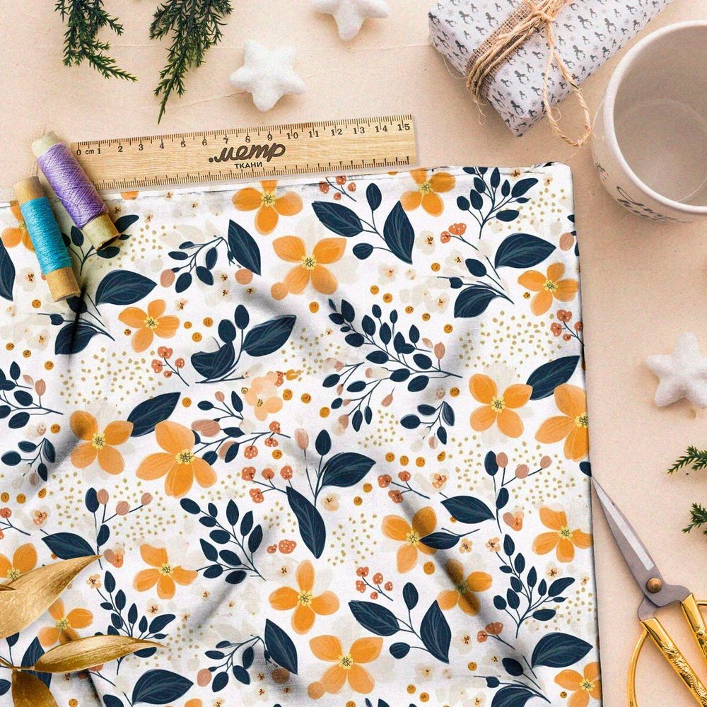 Ткань премиум мембрана лесные цветы