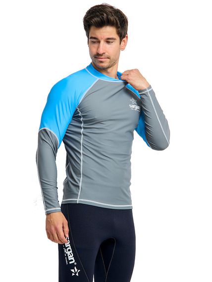 Футболка рашгард лонгслив Sargan Агидель UPF 50+ мужская серо-синяя