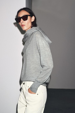 ZARA ТОНКИЙ ДЖЕМПЕР ИЗ 100% КАШЕМИРА, СЕРЫЙ