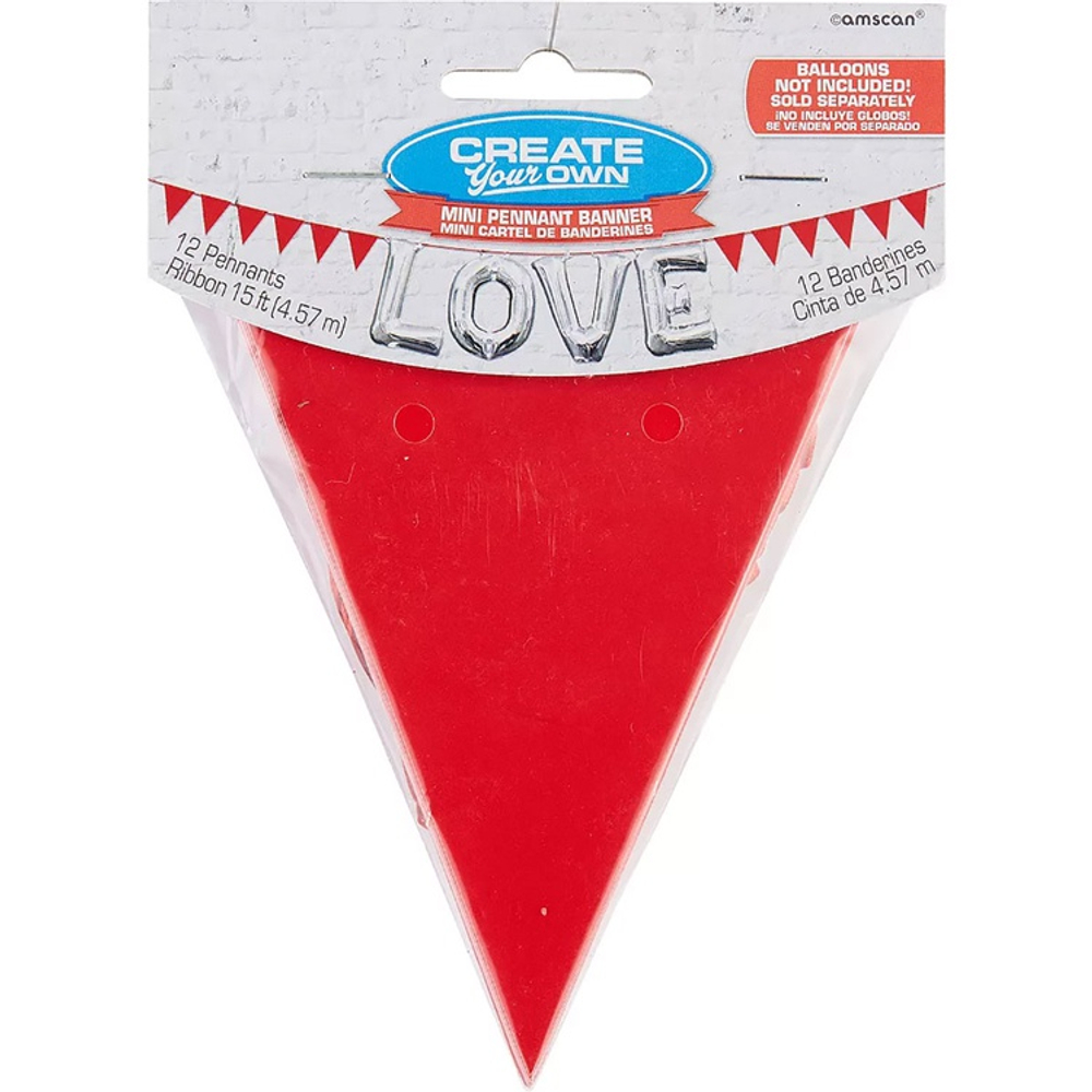 Гирлянда-флажки в красном цвете, 460 см