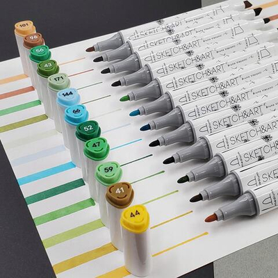 Скетч-маркеры 12 цветов двусторонние "Sketch&Art Лесной Пейзаж" (BrunoVisconti)