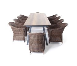 "Рио" обеденная группа на 10 персон, стол HPL "дуб", цвет коричневый