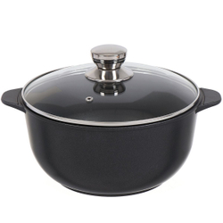 Кастрюля алюминий, антиприг, 4 л, с крыш, крышка стекло, кругл, Гардарика, Премьера, 1704-03-10