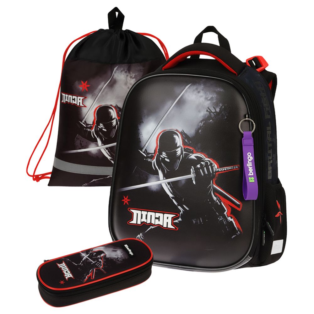 Ранец Berlingo Expert Box "Ninja" 38*29*16см, 2 отделения, анатомическая спинка, пенал и мешок для обуви в комплекте