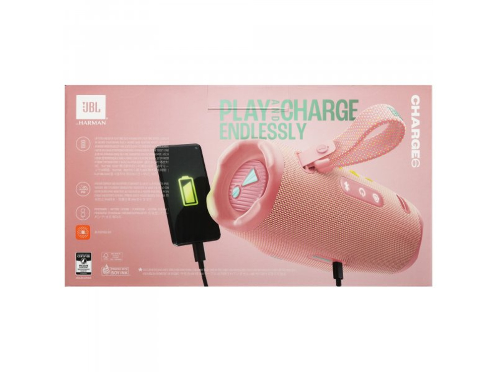 Портативная акустика JBL Charge 6 розовый [jblcharge6pink]