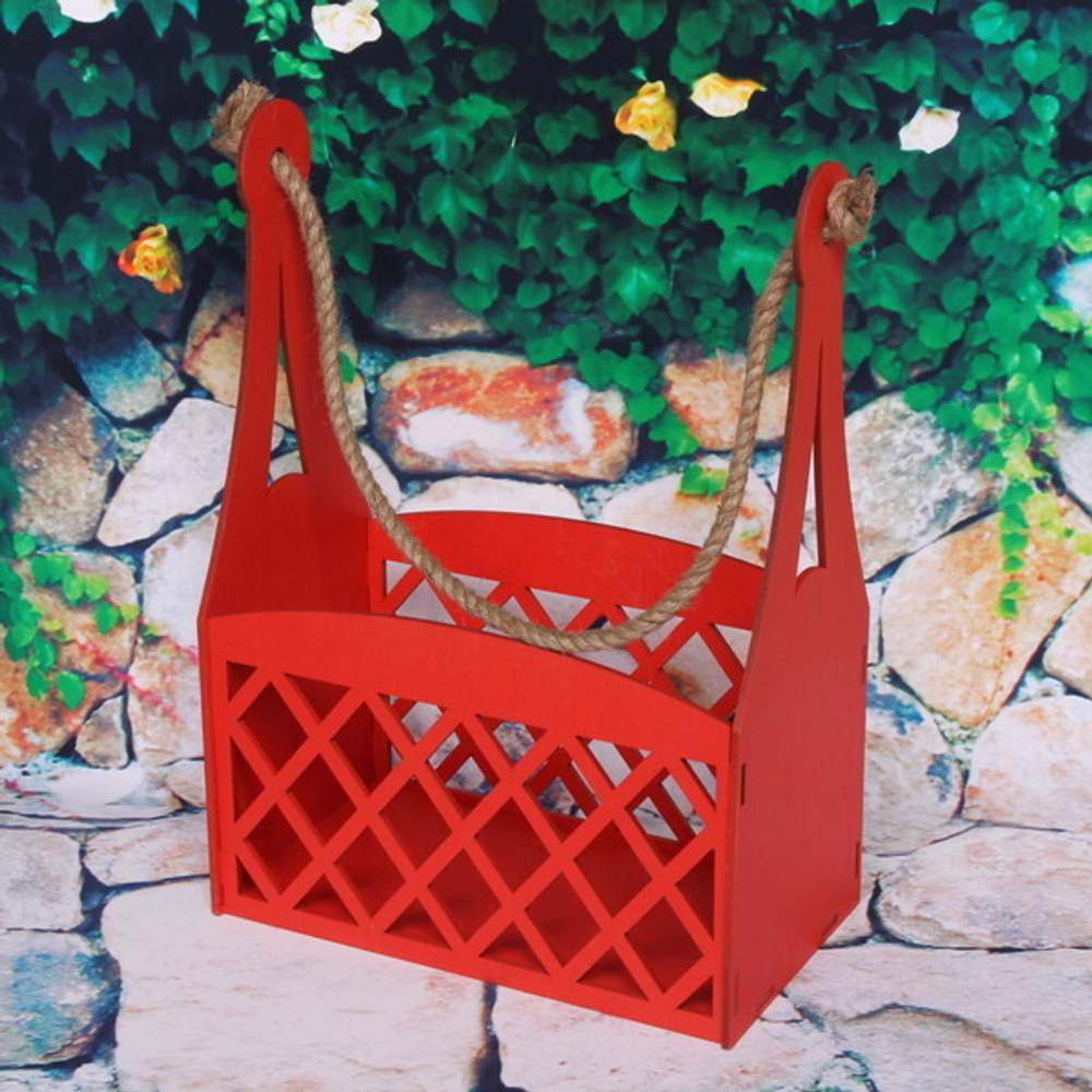 Кашпо из дерева «Красная корзинка»