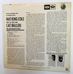 Винтажная виниловая пластинка LP Nat King Cole Nat King Cole Sings His Songs From Cat Ballou And Other Motion Pictures (USA 1965)