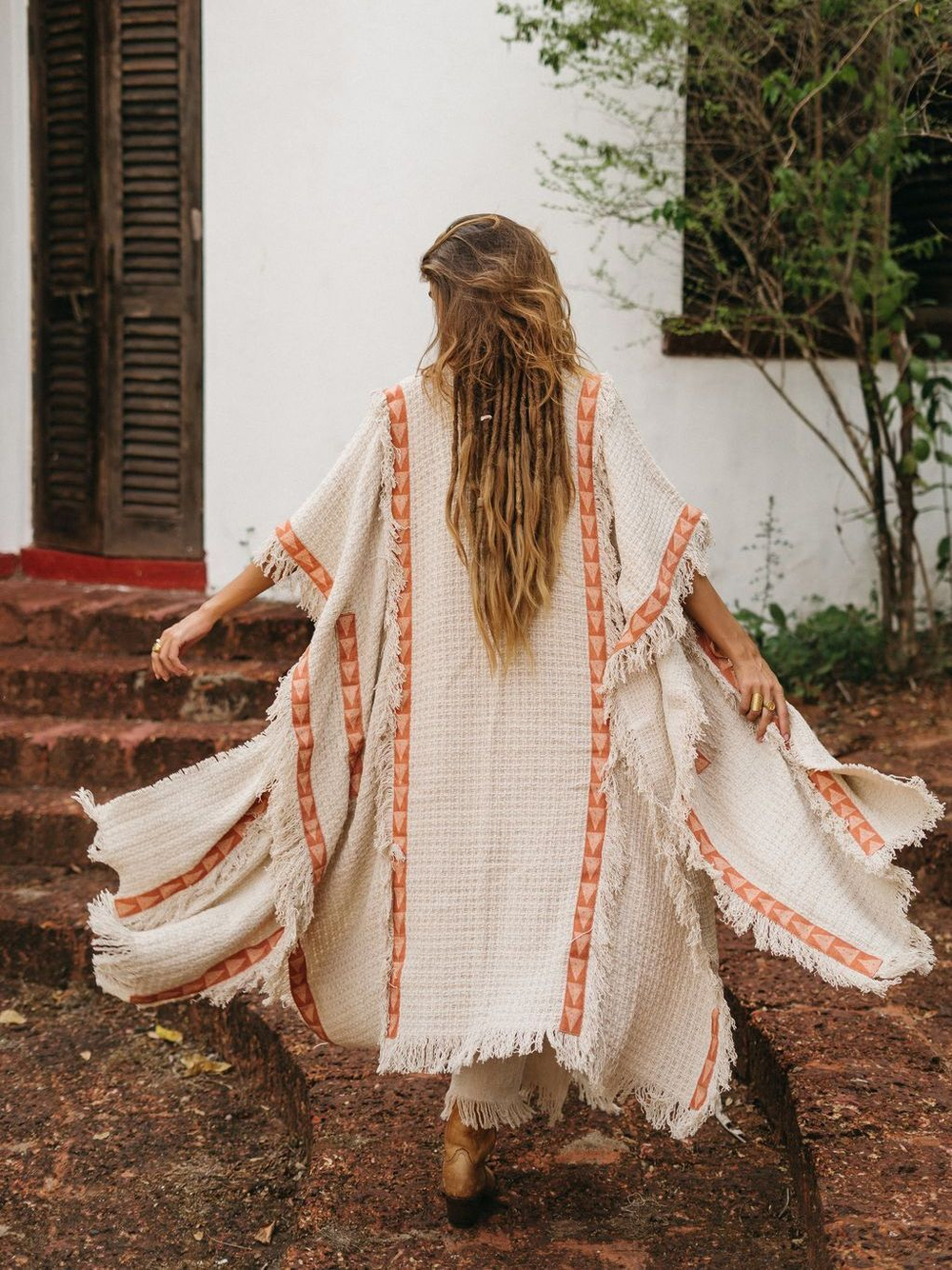 Berber пальто-пончо (беж/коралл)