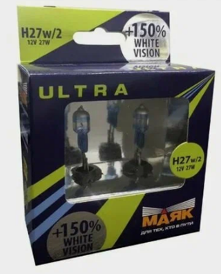 Автолампа H27W2 12V Маяк  +150% Super  White 82727W\2WV+150 (к-т)