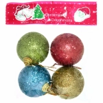 Новогодние шары 5 см (набор 4 шт) «Блестящее напыление», микс цветов