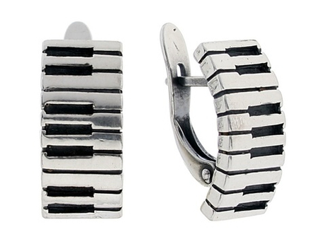 "Рояль" серьги в серебряном покрытии из коллекции "Нотки" от Jenavi с английским замком