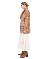 Женский бежевый жакет из овчины