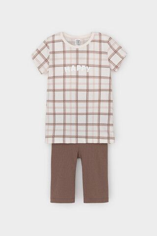 пижама  для девочки  КП 1643/сосновая кора,шотландская клетка