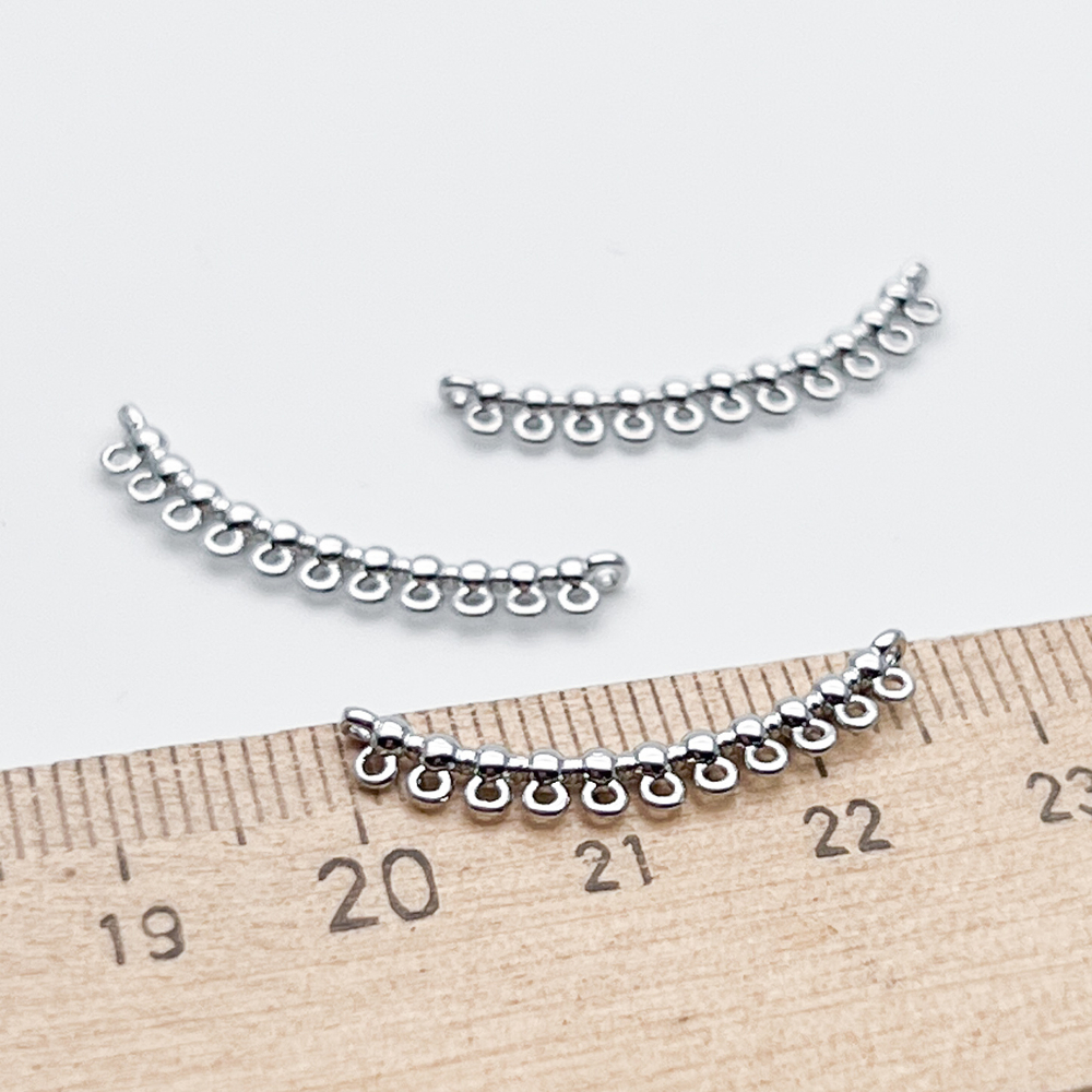 Коннектор, цвет серебро (родий), размер около 25*3,5 мм, цена за 1 шт