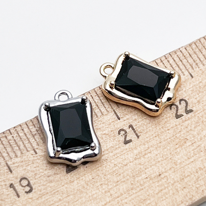 Подвеска Прямоугольник, цвет золото+черный, размер 13*9 мм, цена за 1 шт