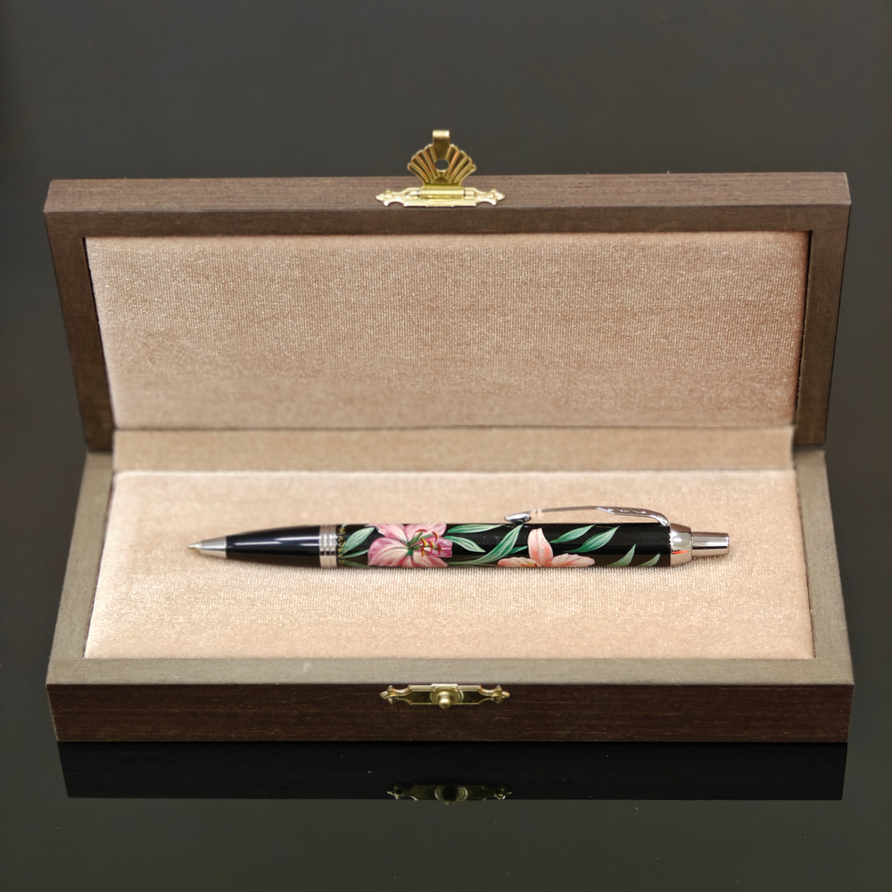 Ручка шариковая Parker "Лилии" №2 с ручной росписью в футляре