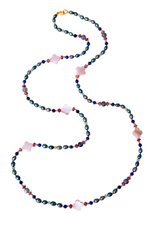 Бусы Ночная Фиалка, лазурит, лабрадор, жемчуг