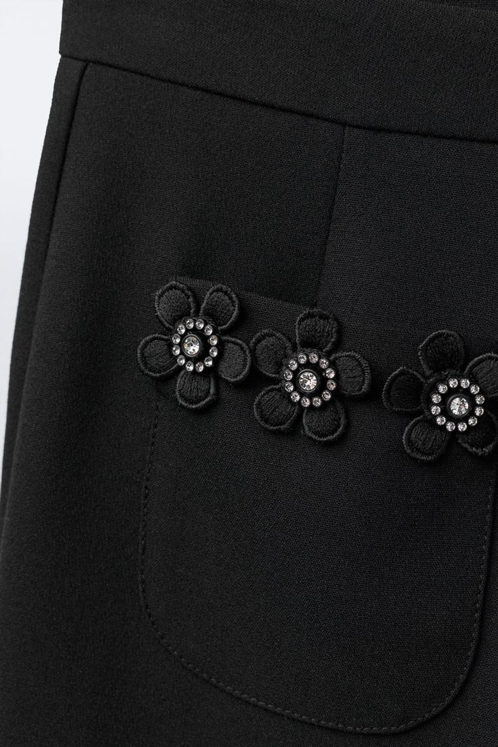 ZARA БРЮКИ С ЦВЕТОЧНЫМИ УКРАШЕНИЯМИ, ЧЕРНЫЙ