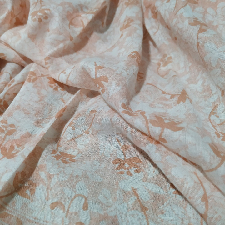 Платок материал Хлопок 100% "Цветы" цвет белый с кирпичным 90x90 см.