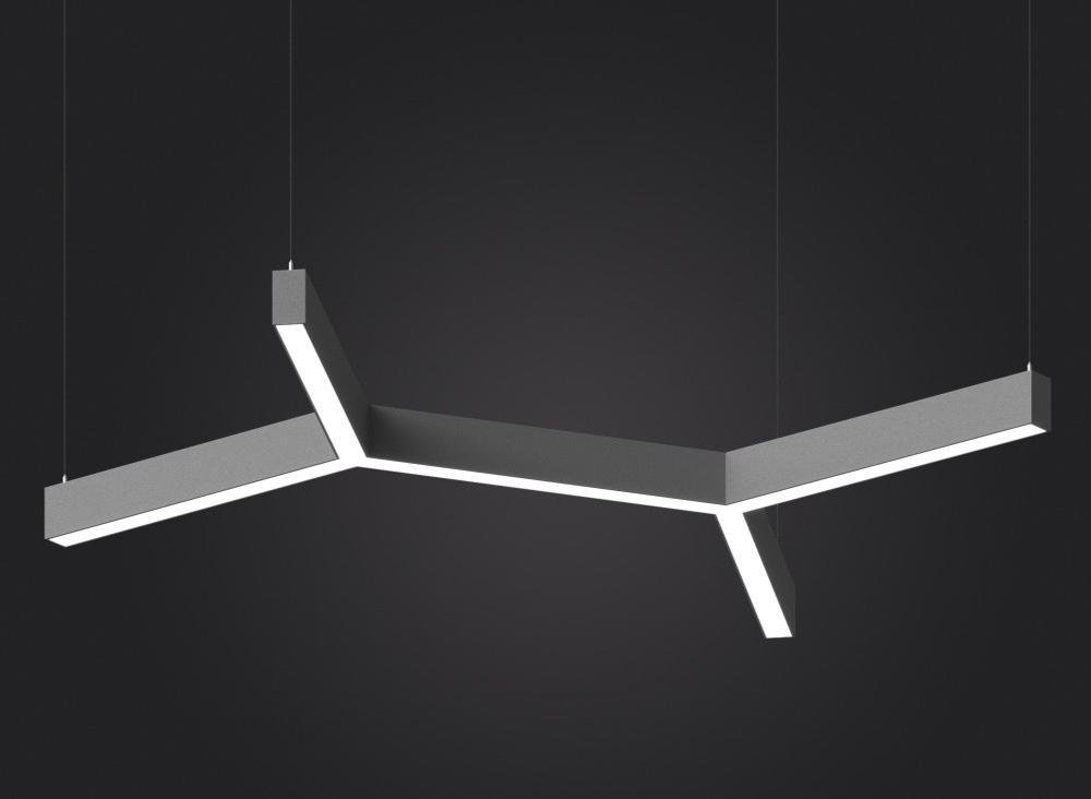 Подвесной LED светильник LP85-TRIOLA-DUO-1300 182Вт (сегмент 1328 мм) 3000K 16744Лм серый 2743х2350х80мм DARKLUM