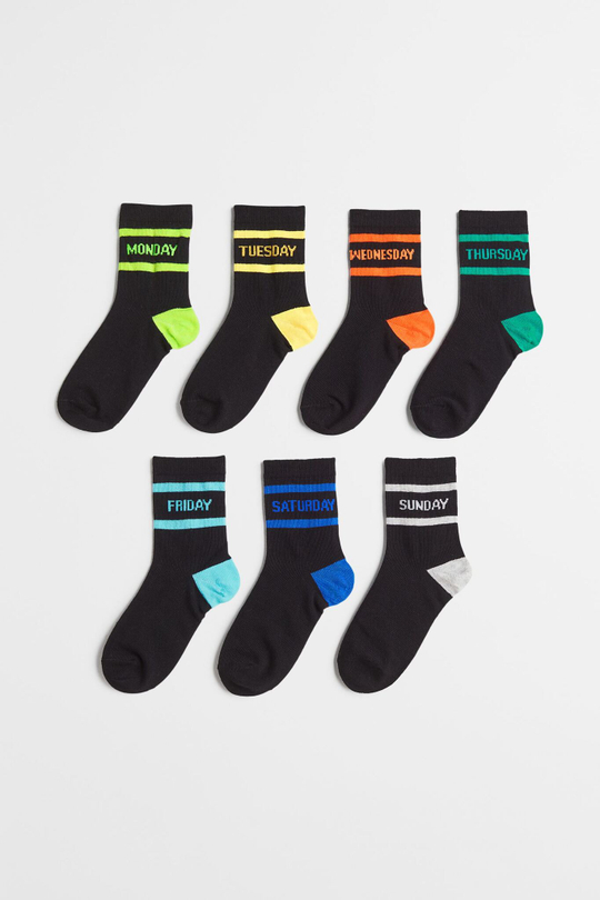 H&M Набор из семи пар носков, черный