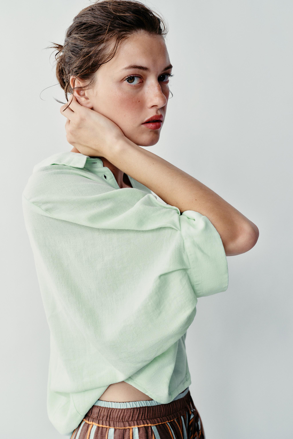 ZARA РУБАШКА ОБЪЕМНОГО КРОЯ, МЯТНЫЙ