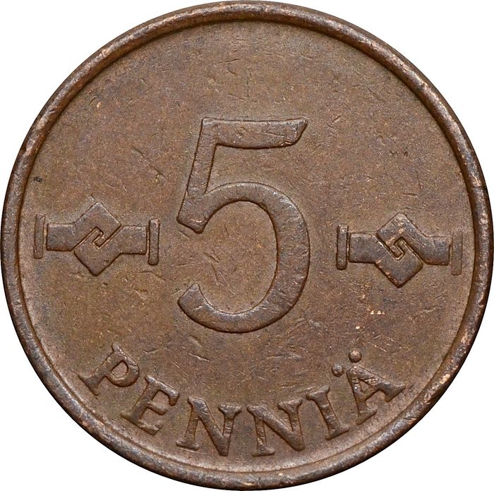 5 пенни 1963-1977 Финляндия