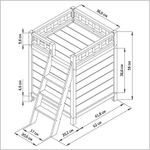 Домик для животных двухэтажный Вальди из массива сосны в стиле рустик, будка домик для кошки и собак мелких пород с лестницей на ножках, Беларусь