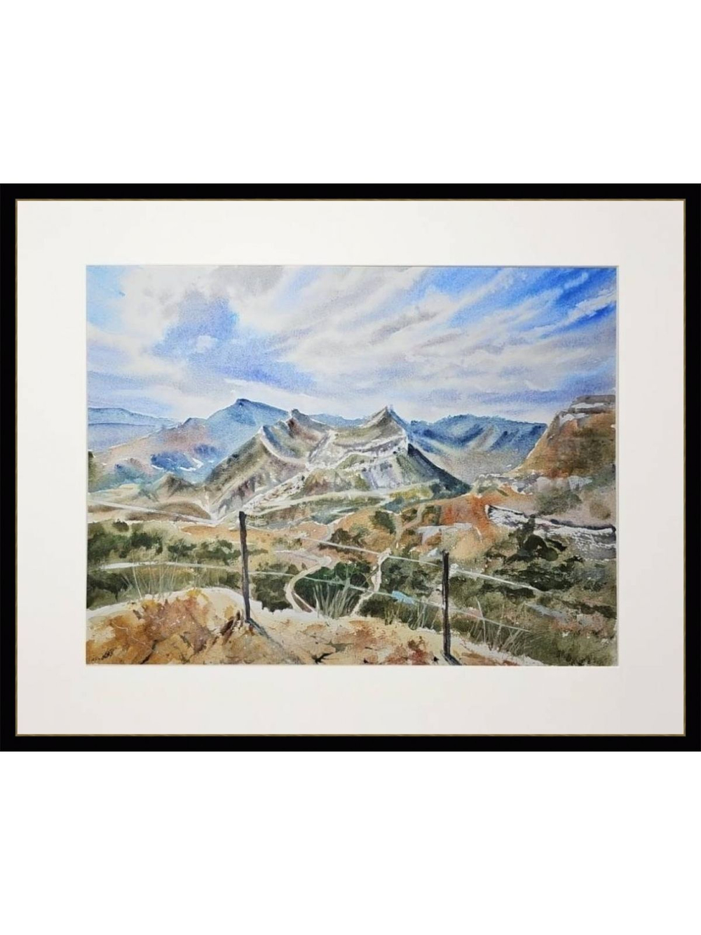 Картина авторская акварельная в паспарту 40х50 см на стену для интерьера "Аул Гуниб. Дагестан"