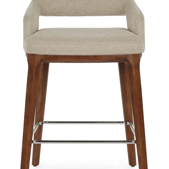 Полубарный стул Lord 65 см, бежевая обивка, ножки орех
