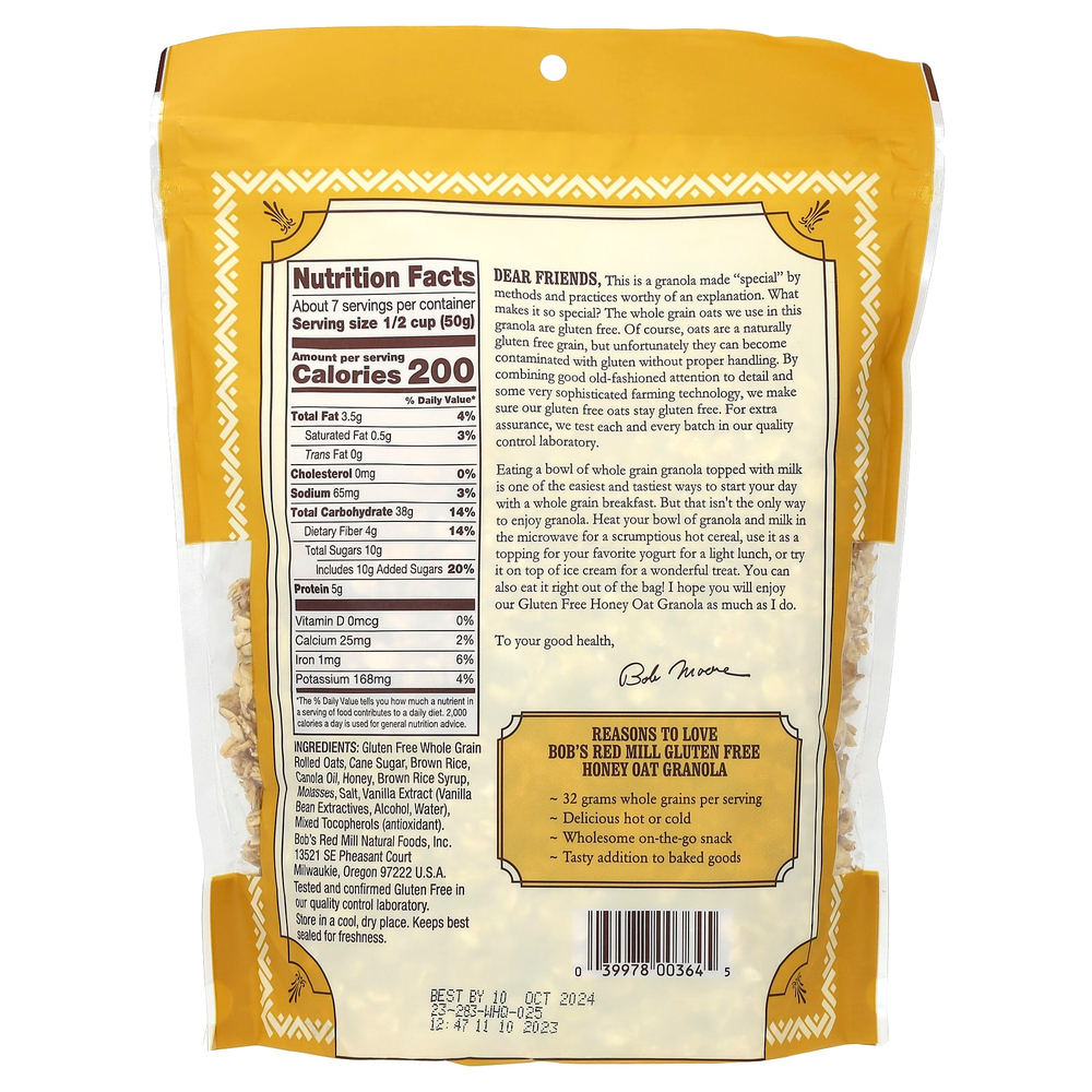 Bob's Red Mill, мюсли с медом и овсянкой, без глютена, 340 г (12 унций)
