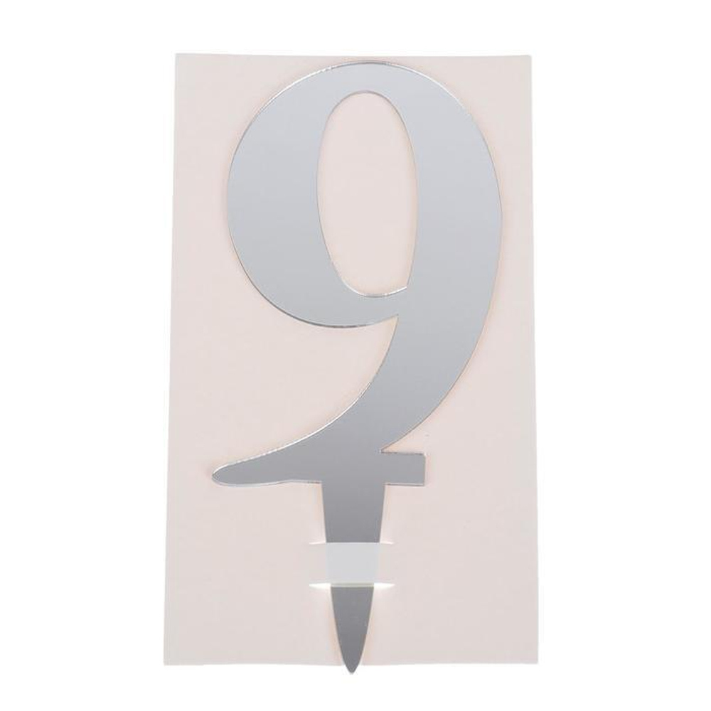Топпер цифра «9», акрил серебро
