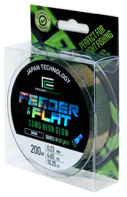 Леска монофильная Feeder Concept FEEDER&FLAT Camo Neon Glow 200м, 0.23мм