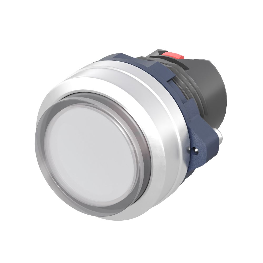 Головка кнопки выпуклая прозрачная без фиксации, белая, алюминий