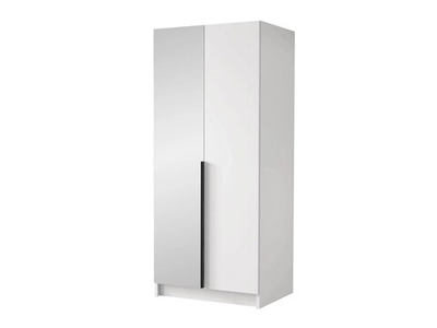 Двухсекционный шкаф Элли с 1 зеркалом (черные ручки) Белый снег 8685 BS  120*60*240